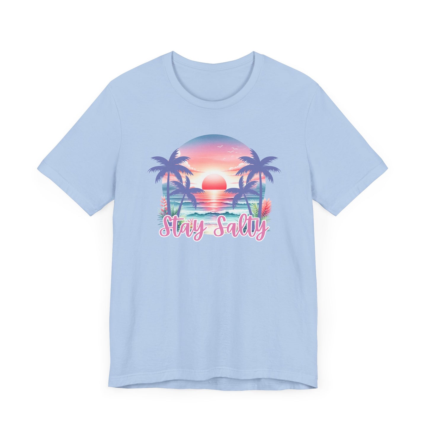 Salty T-Shirt Tropical Sunset Shirt Beach Graphic Tee Coastal Summer Shirt for Women Salty Vibes Vacation Shirt Women's Summer T-Shirts