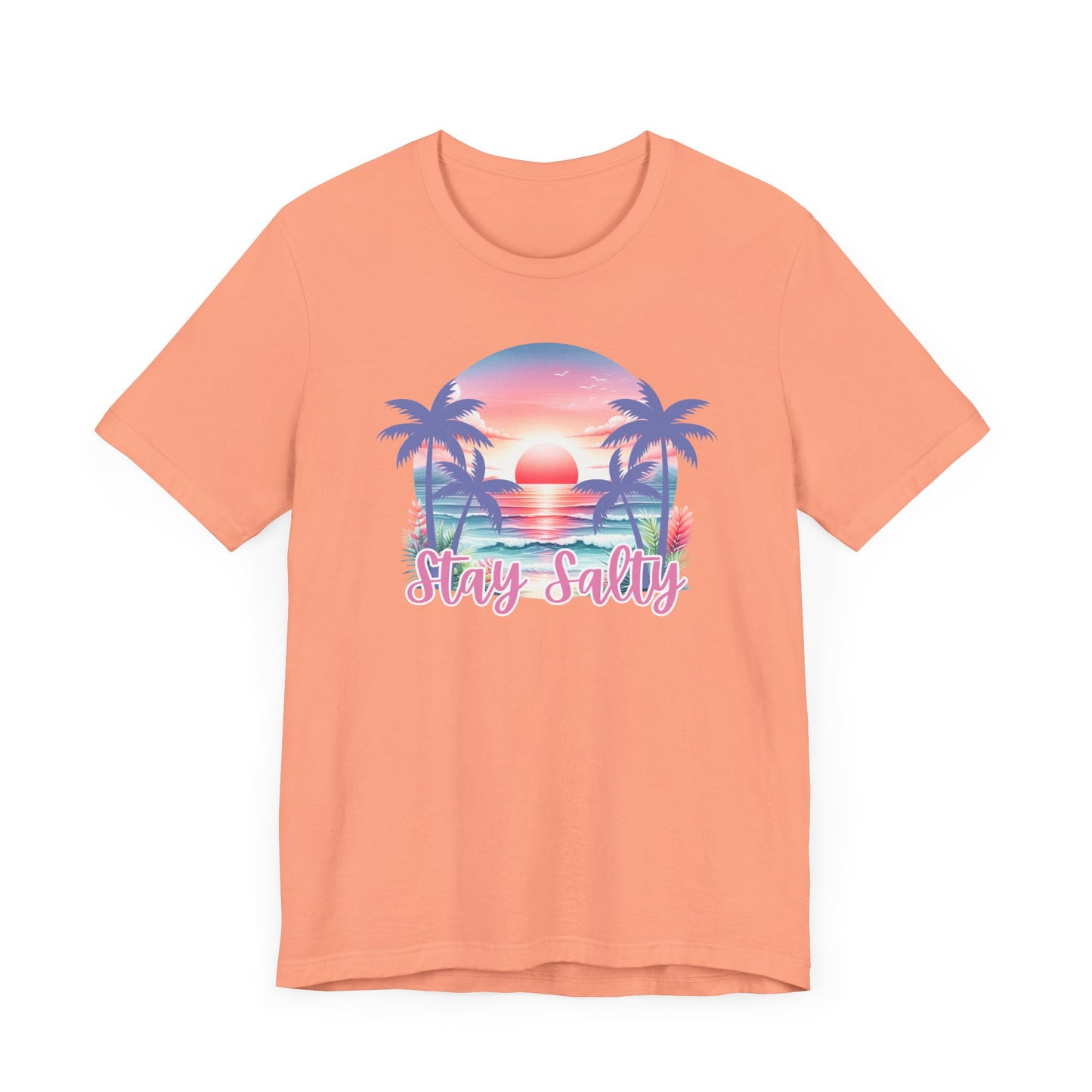 Salty T-Shirt Tropical Sunset Shirt Beach Graphic Tee Coastal Summer Shirt for Women Salty Vibes Vacation Shirt Women's Summer T-Shirts
