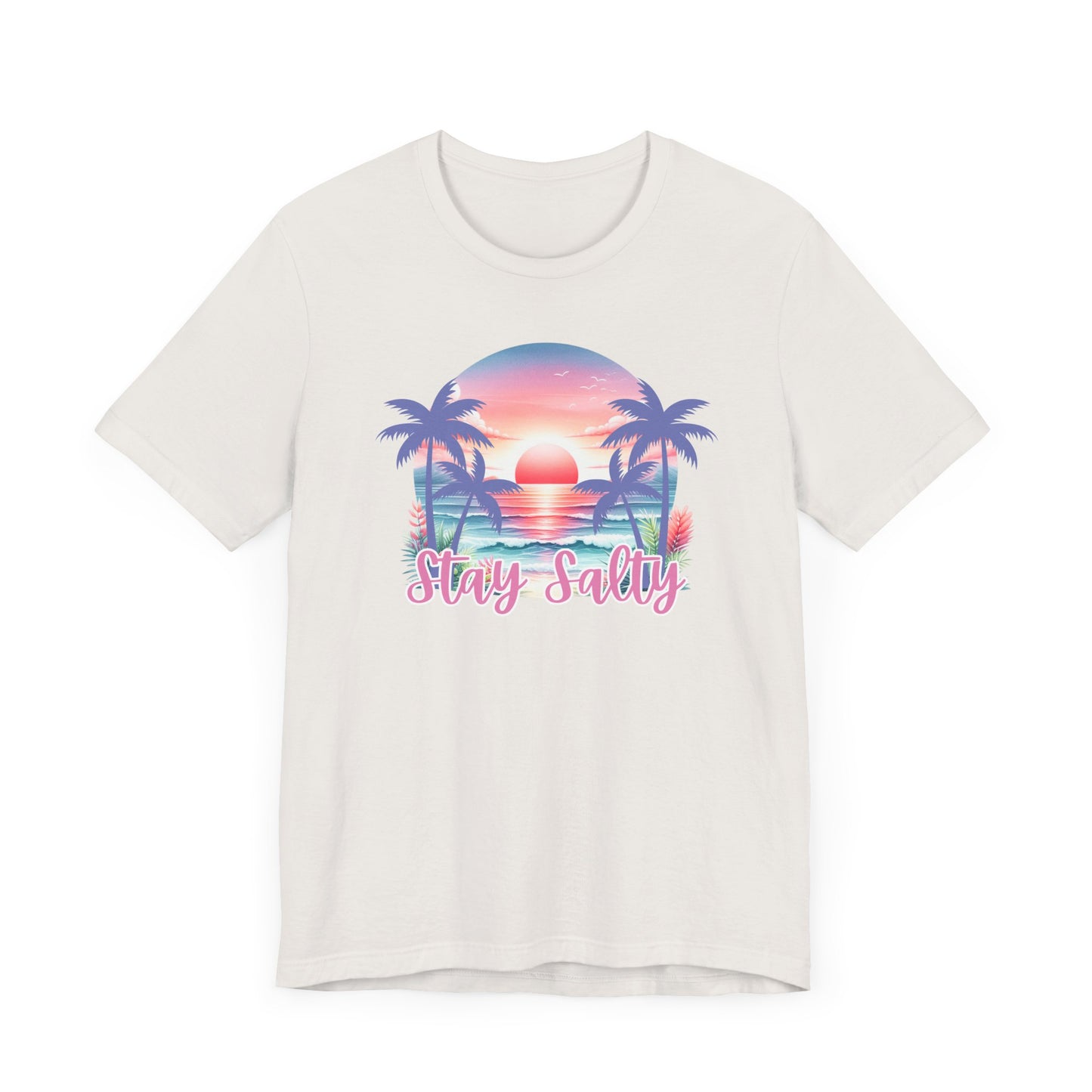 Salty T-Shirt Tropical Sunset Shirt Beach Graphic Tee Coastal Summer Shirt for Women Salty Vibes Vacation Shirt Women's Summer T-Shirts
