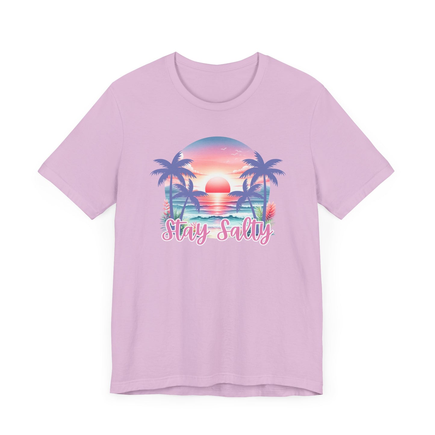 Salty T-Shirt Tropical Sunset Shirt Beach Graphic Tee Coastal Summer Shirt for Women Salty Vibes Vacation Shirt Women's Summer T-Shirts
