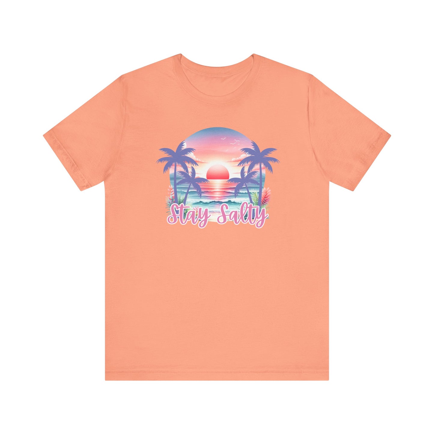 Salty T-Shirt Tropical Sunset Shirt Beach Graphic Tee Coastal Summer Shirt for Women Salty Vibes Vacation Shirt Women's Summer T-Shirts
