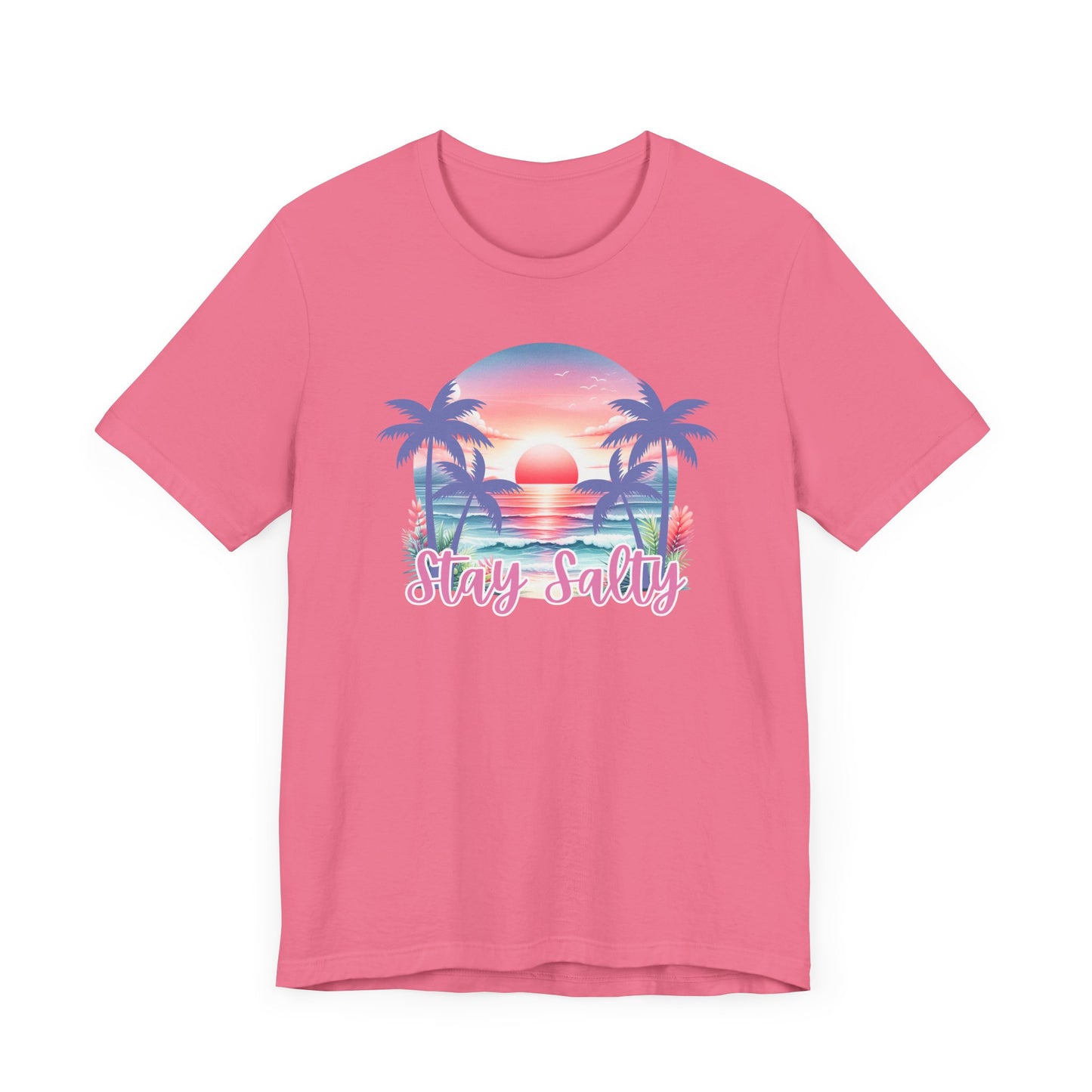 Salty T-Shirt Tropical Sunset Shirt Beach Graphic Tee Coastal Summer Shirt for Women Salty Vibes Vacation Shirt Women's Summer T-Shirts