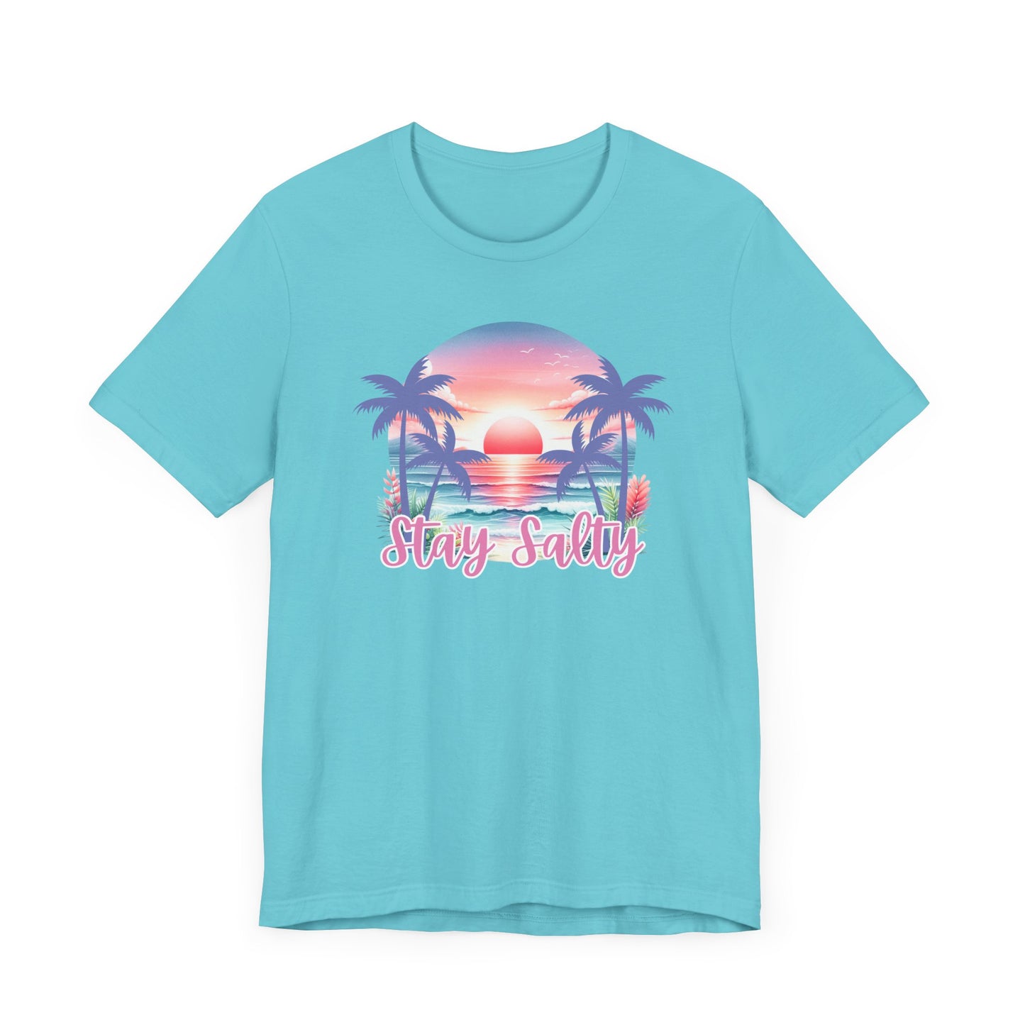 Salty T-Shirt Tropical Sunset Shirt Beach Graphic Tee Coastal Summer Shirt for Women Salty Vibes Vacation Shirt Women's Summer T-Shirts