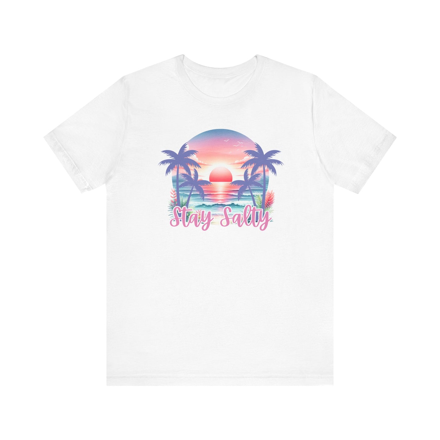 Salty T-Shirt Tropical Sunset Shirt Beach Graphic Tee Coastal Summer Shirt for Women Salty Vibes Vacation Shirt Women's Summer T-Shirts