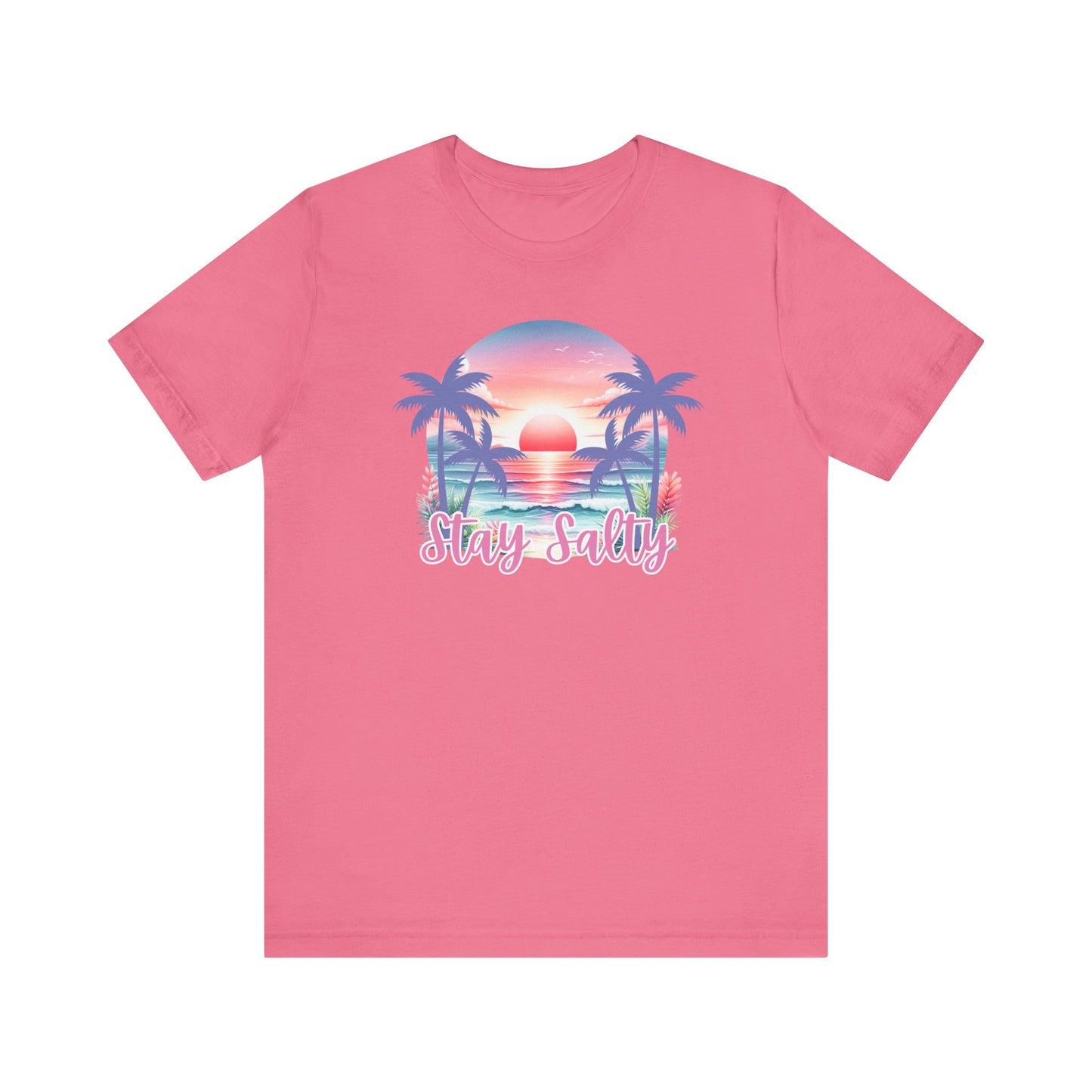 Salty T-Shirt Tropical Sunset Shirt Beach Graphic Tee Coastal Summer Shirt for Women Salty Vibes Vacation Shirt Women's Summer T-Shirts