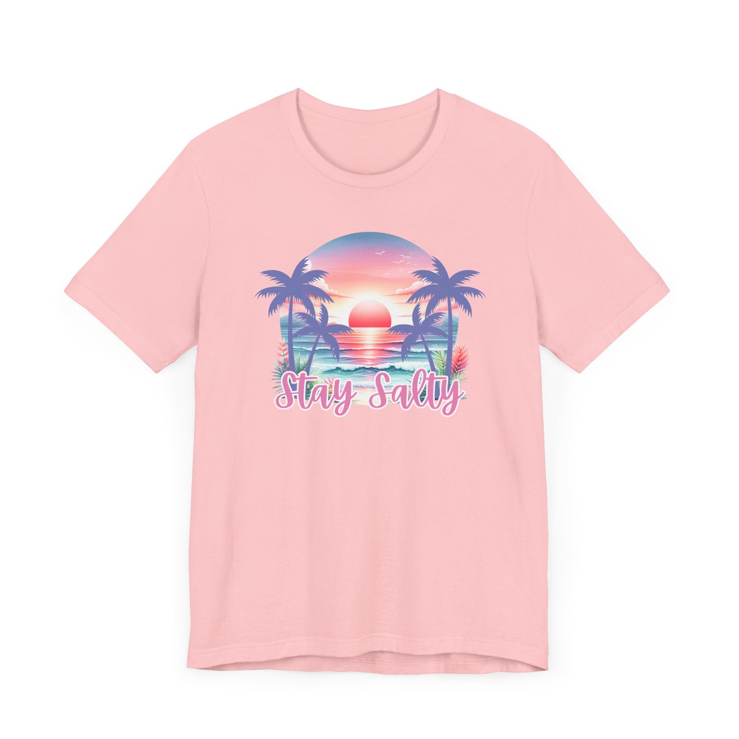 Salty T-Shirt Tropical Sunset Shirt Beach Graphic Tee Coastal Summer Shirt for Women Salty Vibes Vacation Shirt Women's Summer T-Shirts