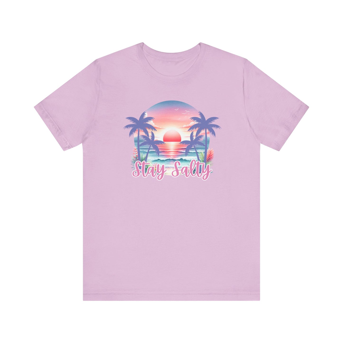 Salty T-Shirt Tropical Sunset Shirt Beach Graphic Tee Coastal Summer Shirt for Women Salty Vibes Vacation Shirt Women's Summer T-Shirts
