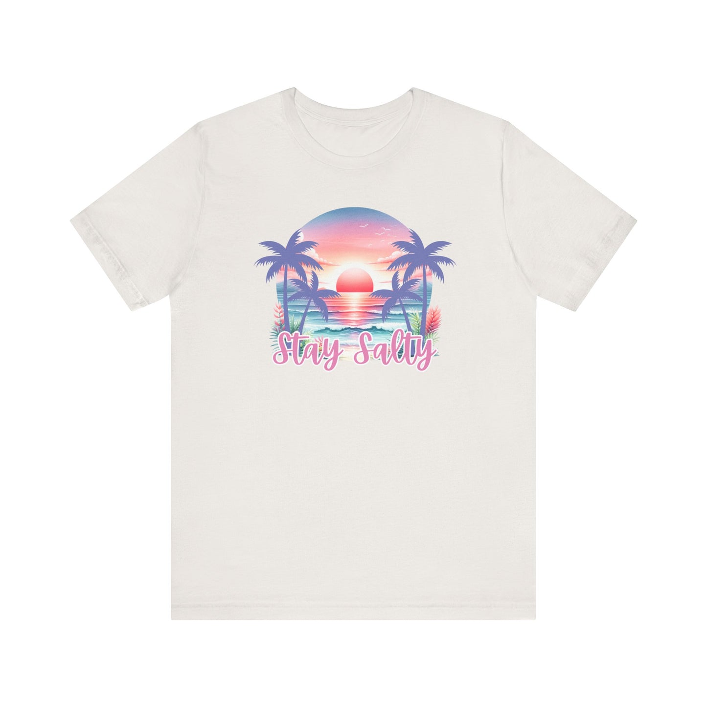 Salty T-Shirt Tropical Sunset Shirt Beach Graphic Tee Coastal Summer Shirt for Women Salty Vibes Vacation Shirt Women's Summer T-Shirts