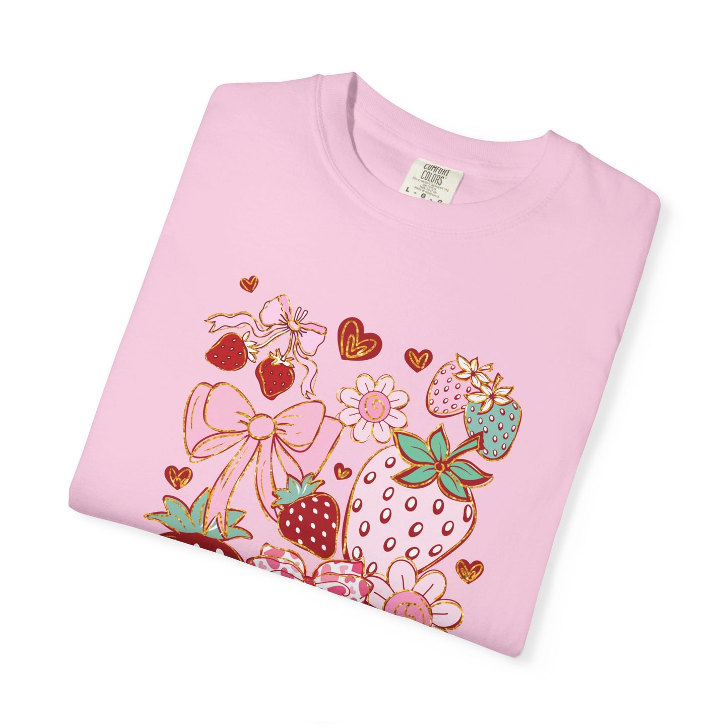 Strawberry Bows T-shirt, Red Berry Tee, Fruit Graphic Shirt, Cute Summer Top, Gift for Her