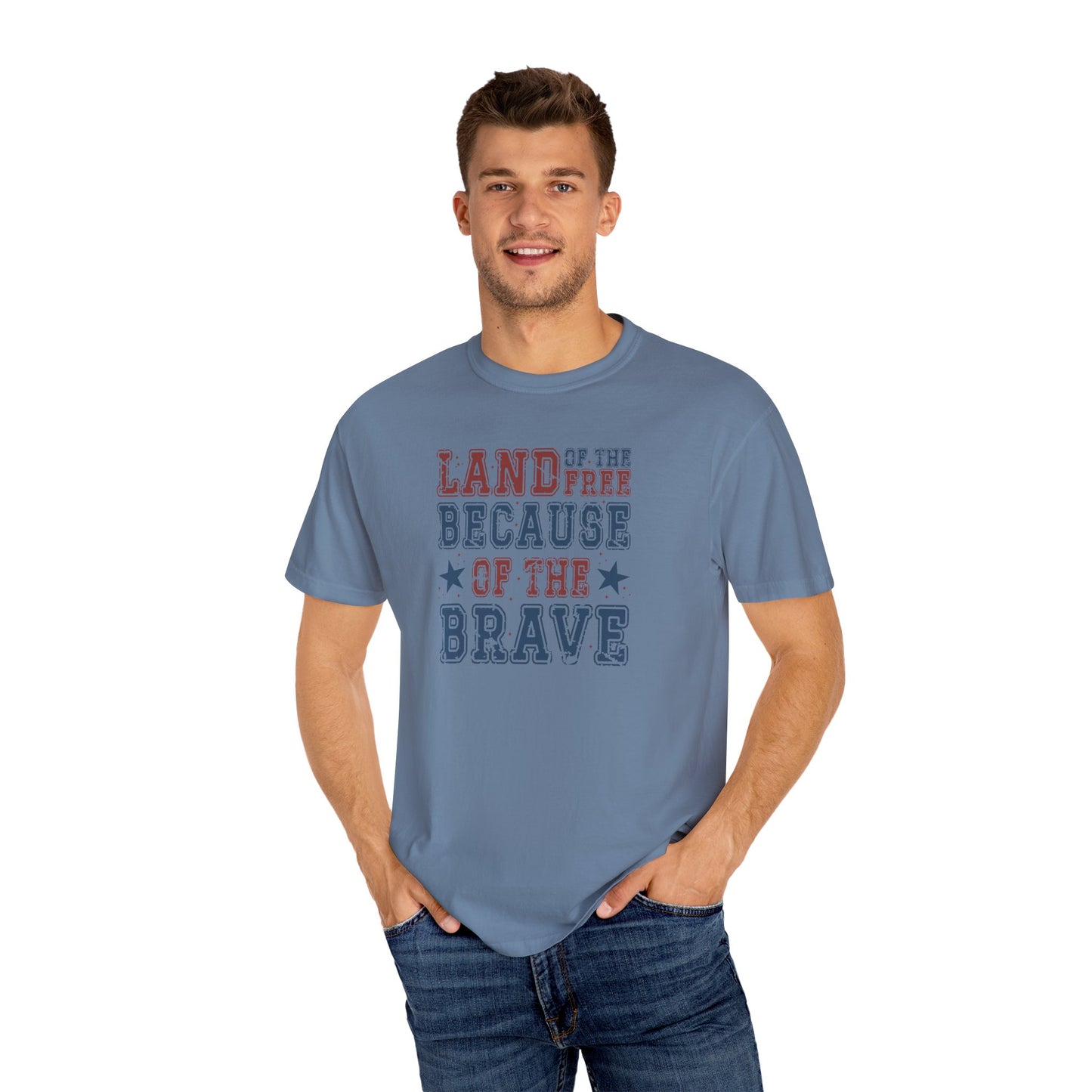 Patriotic Tee, Independence Day Shirt, Americana Top, US Flag Tee, Red White Blue Shirt, Land of the Free because of the Brave T-shirt