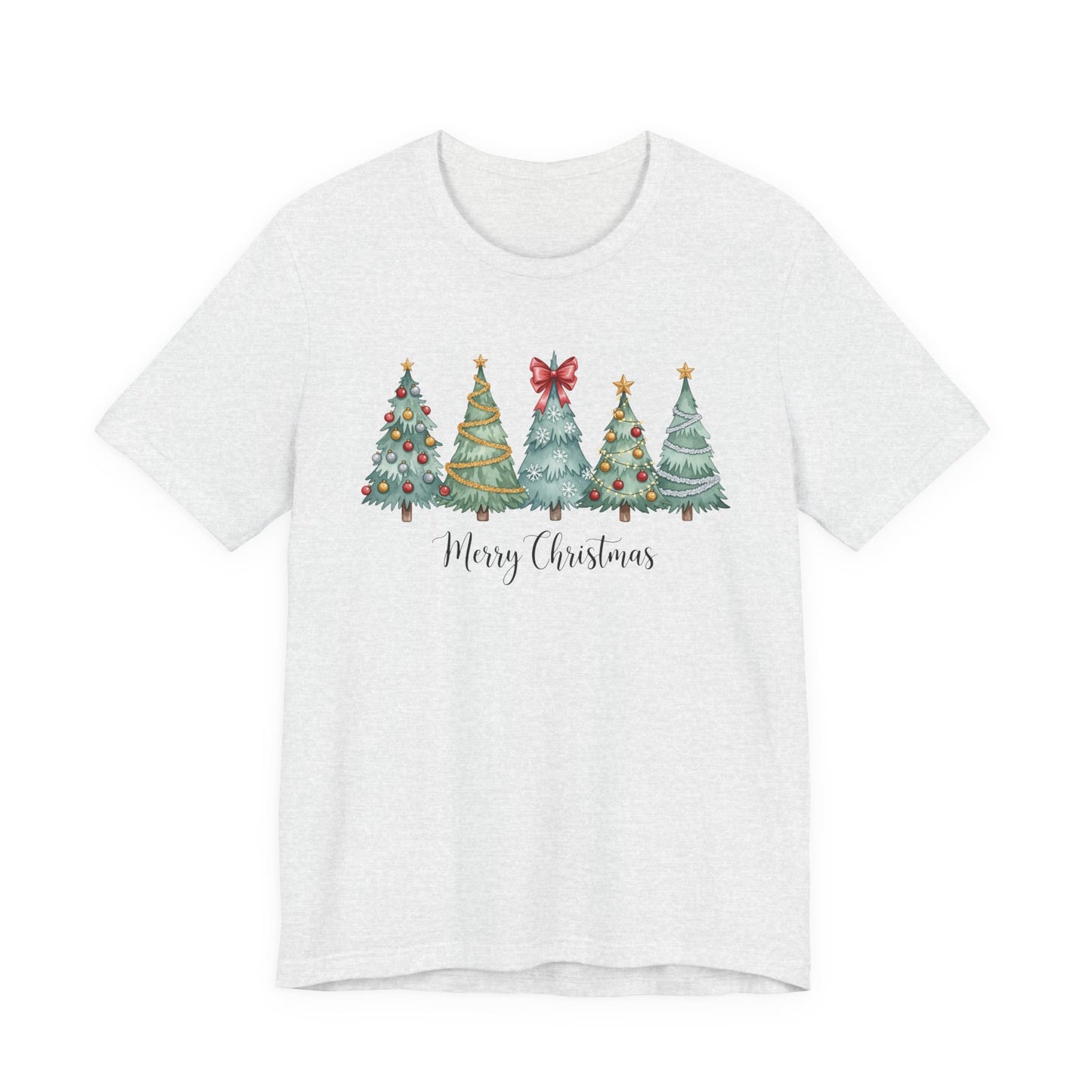 Merry Christmas Tree Graphic Tee | Holiday T-Shirt | Bella + Canvas Unisex Christmas Shirt
