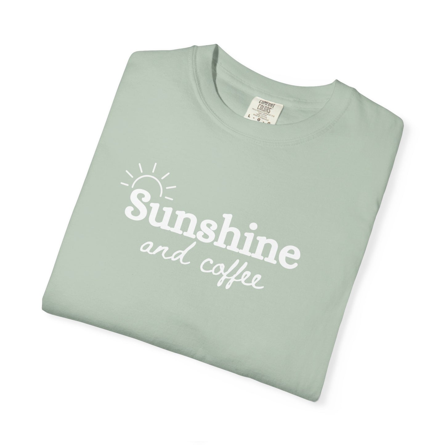 Sunshine and Coffee Unisex T-shirt, Summer Vibes Tee, Fun Colorful Shirt, Beach Lover Gift, Coffee Lovers Tee, Gift for Him/Her