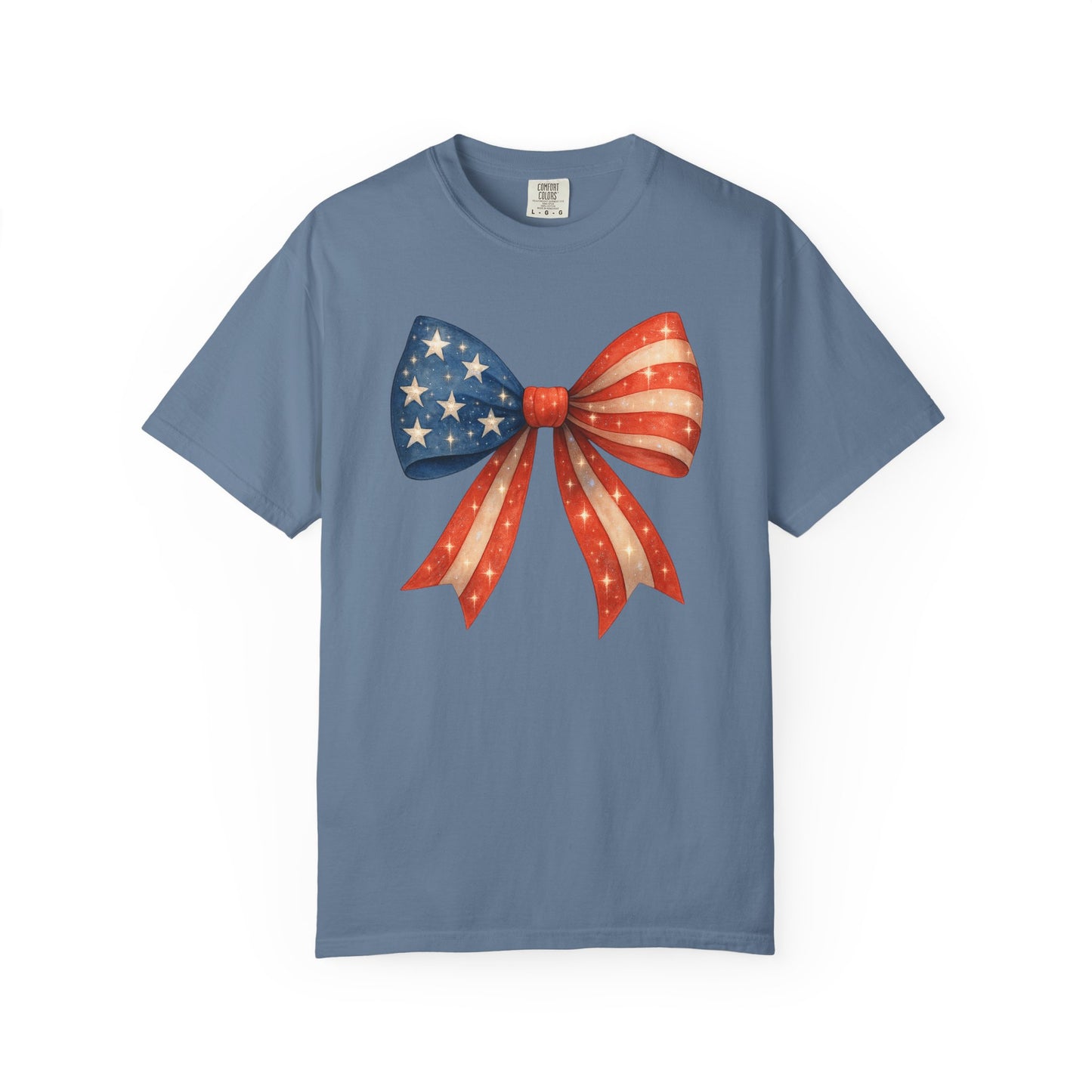 American Flag Bow T-Shirt, Patriotic Red White Blue Tee, 4th of July Unisex Top, Independence Day Shirt, USA Flag Graphic Tee
