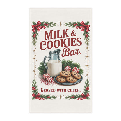 Milk & Cookies Bar Tea Towel | Christmas Kitchen Towel, Holiday Baking Decor