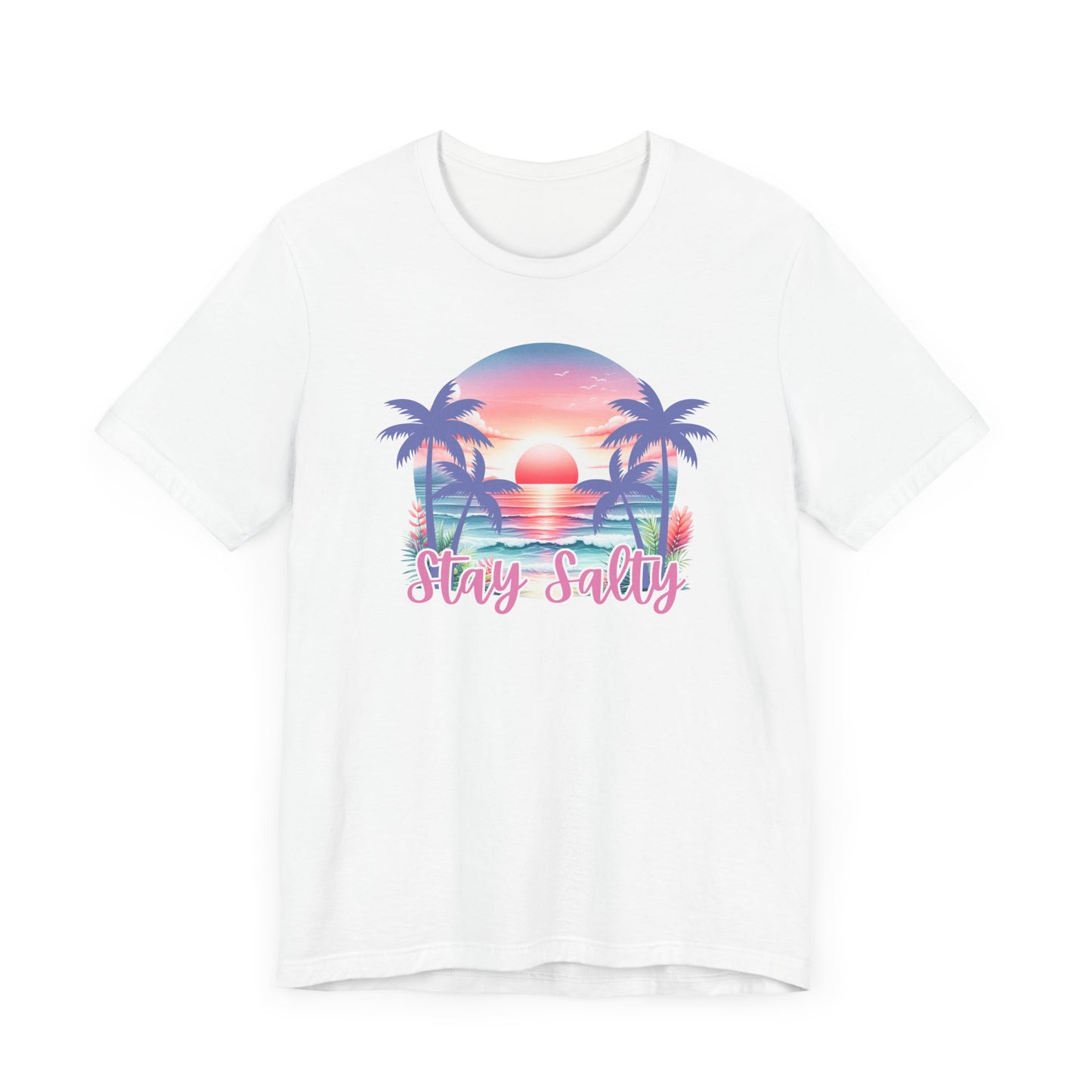 Salty T-Shirt  Tropical Sunset Shirt Beach Graphic Tee Coastal Summer Shirt for Women Salty Vibes Vacation Shirt Women's Summer T-Shirts