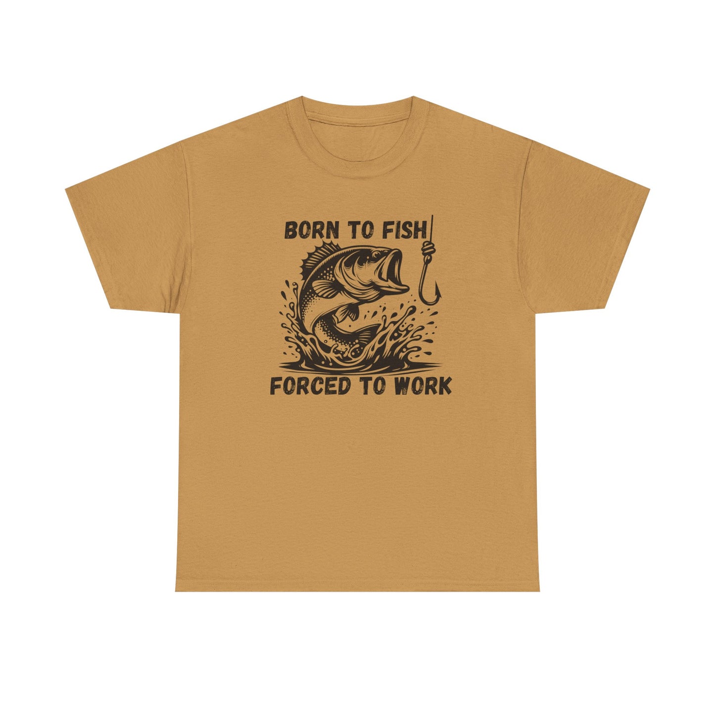 Born to Fish Forced to Work T Shirt, Funny Fishing Graphic Tee, Outdoorsman Gift, Angler Humor Shirt, Fishermans Tee