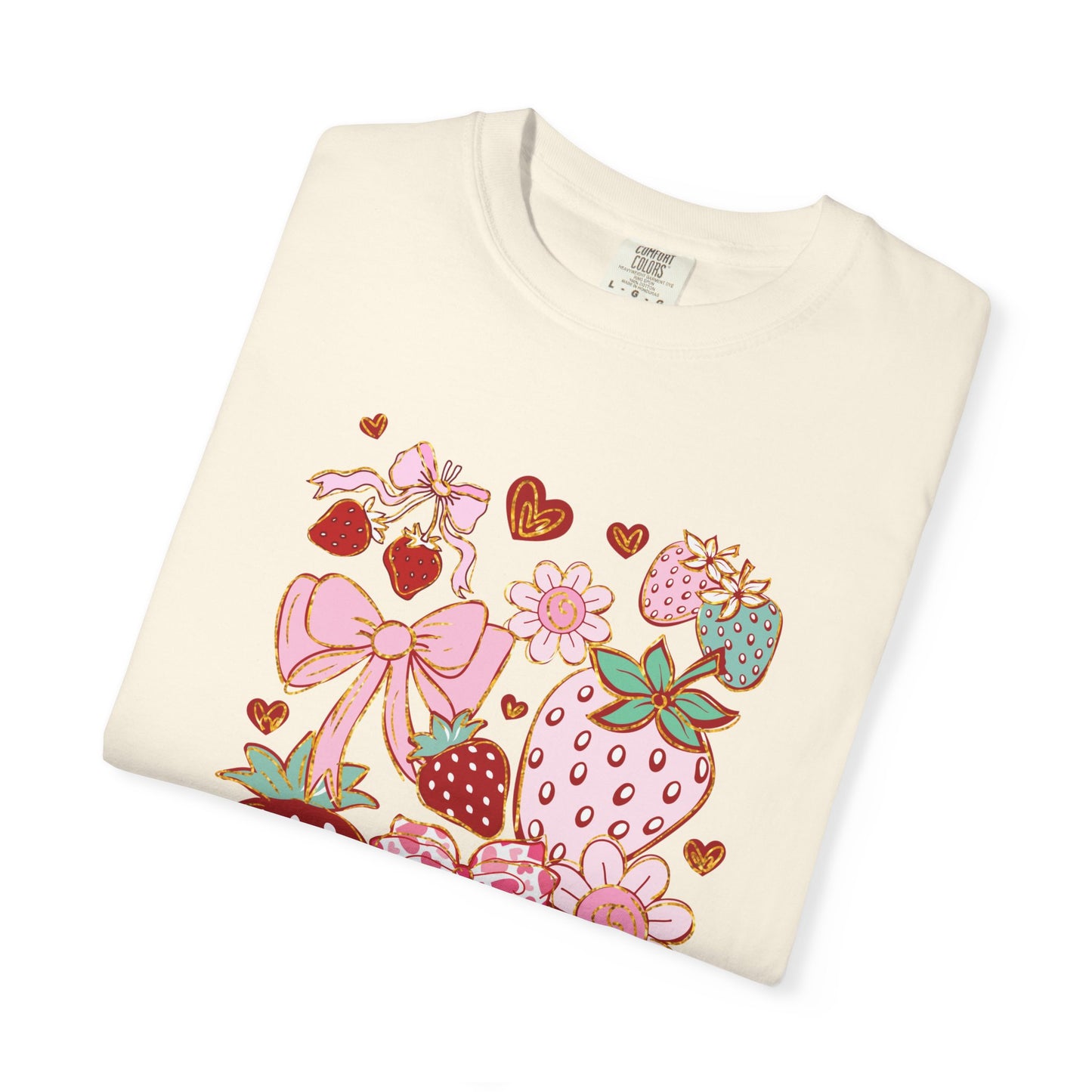 Strawberry Bows T-shirt, Red Berry Tee, Fruit Graphic Shirt, Cute Summer Top, Gift for Her