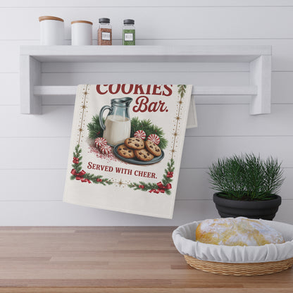 Milk & Cookies Bar Tea Towel | Christmas Kitchen Towel, Holiday Baking Decor