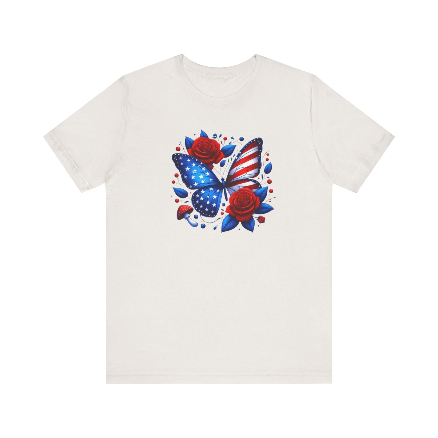 Patriotic Butterfly Tee - Unisex Jersey T-Shirt, Red White Blue Shirt, American Pride Apparel, Summer BBQ Shirt, Fourth of July Top