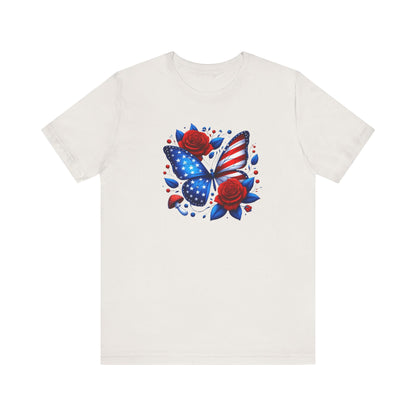 Patriotic Butterfly Tee - Unisex Jersey T-Shirt, Red White Blue Shirt, American Pride Apparel, Summer BBQ Shirt, Fourth of July Top
