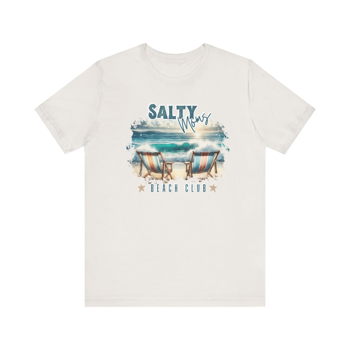 Beach Tee Salty Moms Beach Club T-Shirt Coastal Mom Graphic Tee Mom Vacation Tee Coastal Vibes Shirt for Women Funny Mom Shirt
