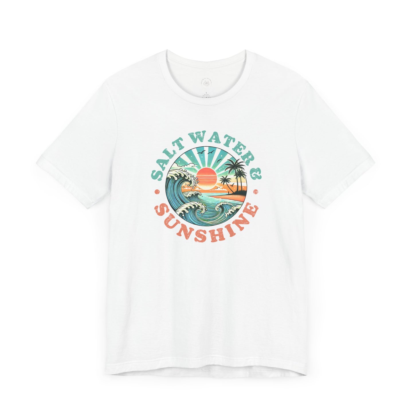 Salt Water & Sunshine Beach Vibes T-Shirt, Summer Apparel, Vacation Shirt, Gift for Ocean Lovers, Jersey Short Sleeve Tee