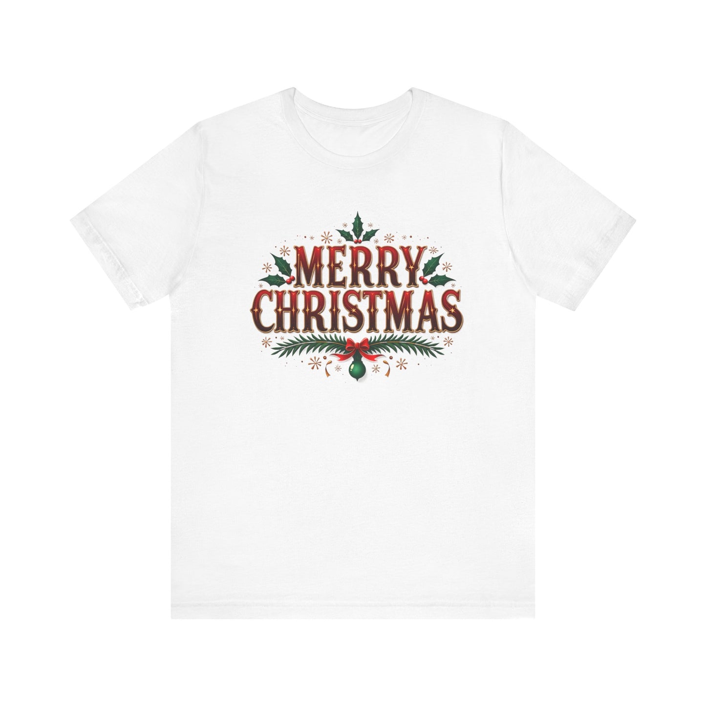 Merry Christmas Graphic Tee, Custom Holiday T Shirt, Bella and Canvas Tee