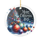 Merry Christmas 2025 Tree and Ornaments Ceramic Ornament