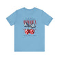 Cherry God Bless America Unisex Tee, Patriotic Cherries Shirt, USA Independence Day Top, Red White Blue Tee, American Theme T-Shirt