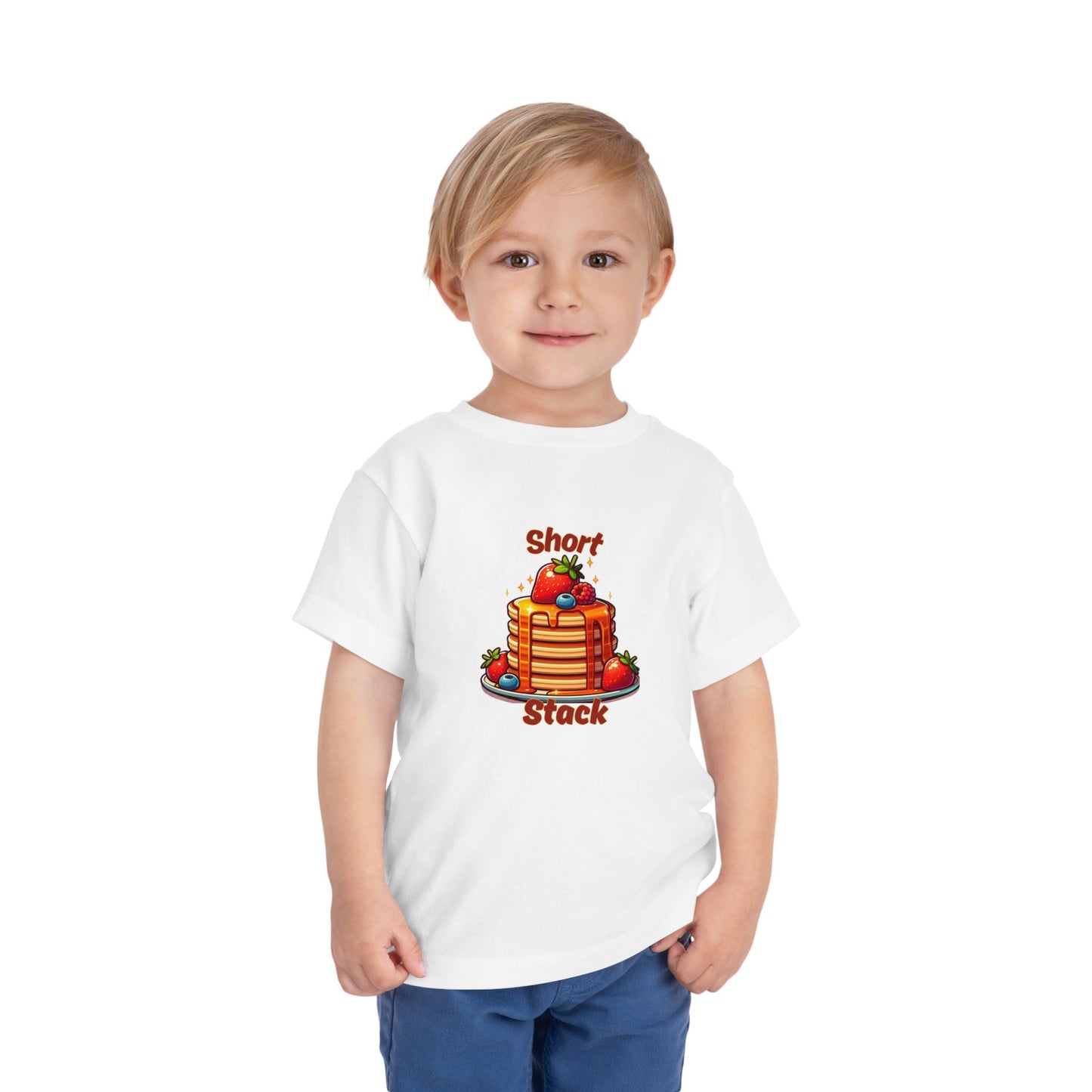 Toddler Short Sleeve Tee - Short Stack Child T-Shirt and Pancake Maker Father T-shirt Duo, Fun Father's Day Gift,Family Matching Outfits,