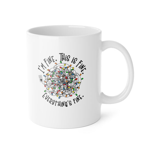 Christmas Chaos Mug | Tangled Lights Funny Mug | Relatable Holiday Gift | 11oz White Coffee Cup