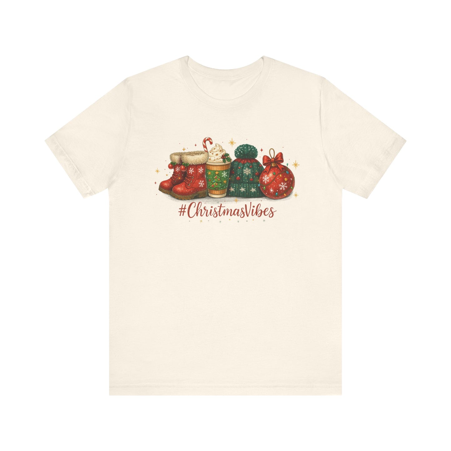 Christmas Vibes Graphic Tee | Cozy Holiday T-Shirt | Bella + Canvas Unisex Christmas Shirt