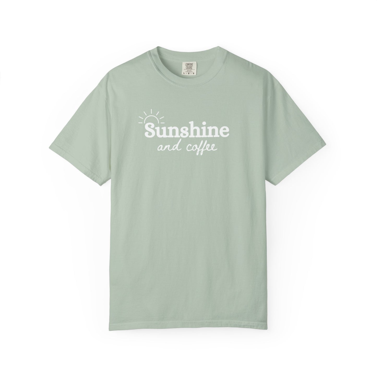 Sunshine and Coffee Unisex T-shirt, Summer Vibes Tee, Fun Colorful Shirt, Beach Lover Gift, Coffee Lovers Tee, Gift for Him/Her