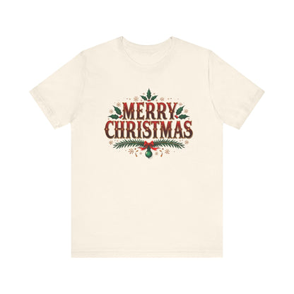 Merry Christmas Graphic Tee, Custom Holiday T Shirt, Bella and Canvas Tee