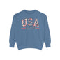 Patriotic Floral Sweatshirt, Cozy Top for July 4th, Unisex USA Jumper, Year-Round Comfort, Gift for Friends and Family, Casual Wear, Red