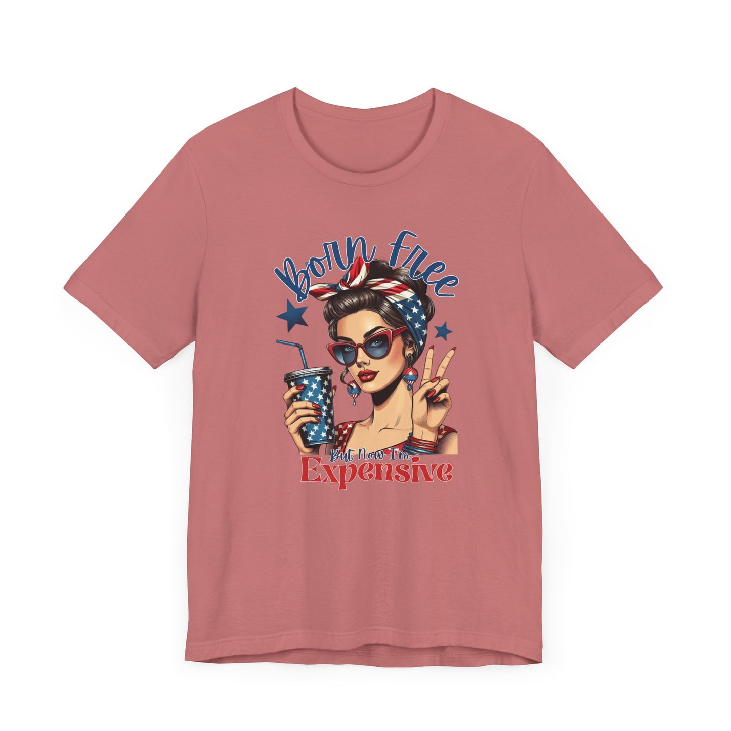 Vintage Style Graphic Tee - Born Free - Summer Fashion, Gift for Her, Fun Statement Shirt, Retro Tee
