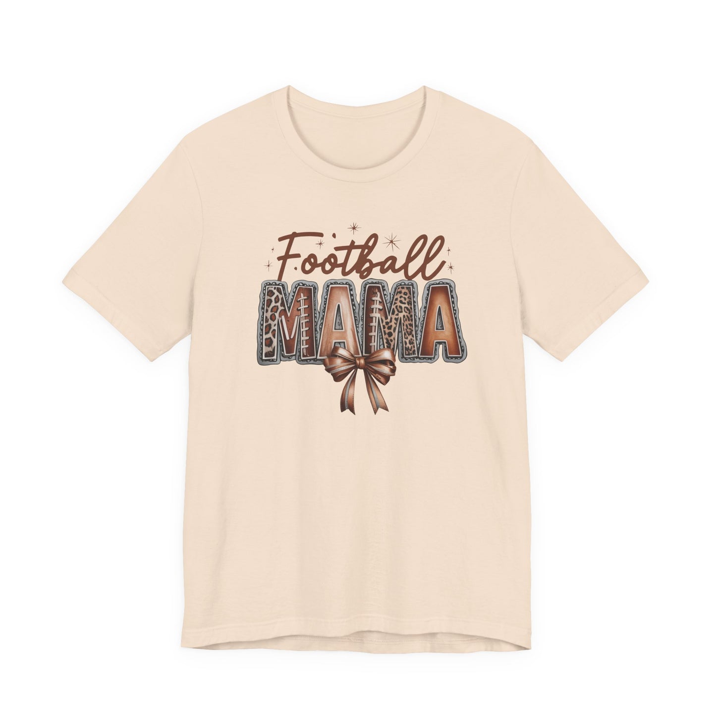 Football Mama T Shirt Bella  Canvas Fall Colors Graphic Tee with Football Lettering  Cute Bow, Game Day Shirt for Women, Football Mom Outfit