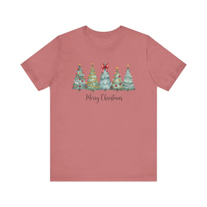 Merry Christmas Tree Graphic Tee | Holiday T-Shirt | Bella + Canvas Unisex Christmas Shirt