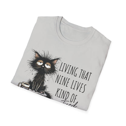 Tired Graphic T-Shirt  Frazzled Black Cat Coffee Tee  Funny Exhausted Cat Lover Shirt Unisex Humor Pet Tee