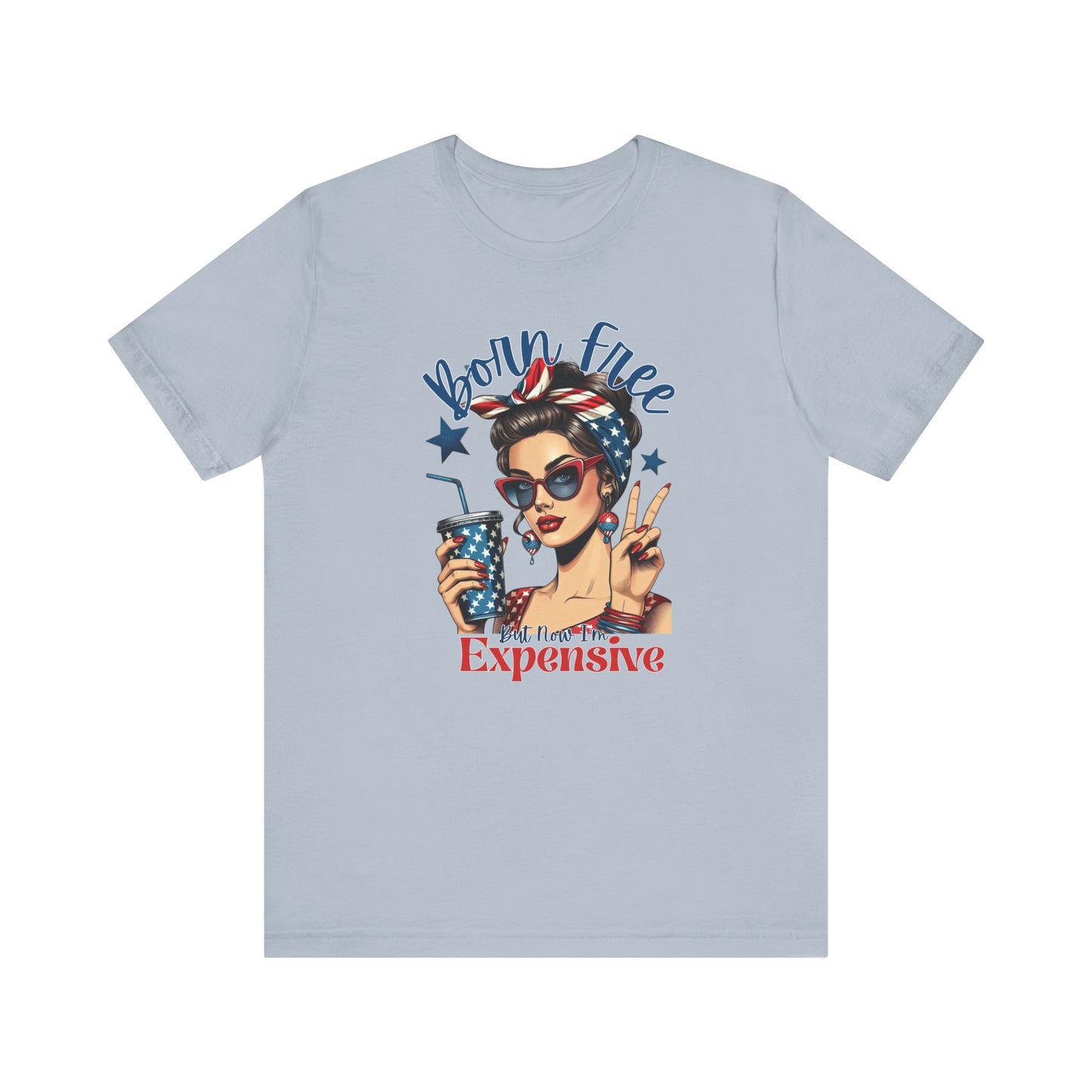 Vintage Style Graphic Tee - Born Free - Summer Fashion, Gift for Her, Fun Statement Shirt, Retro Tee