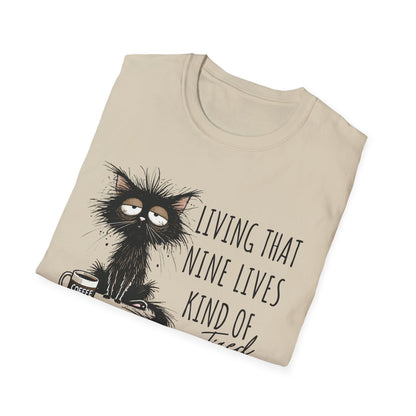 Tired Graphic T-Shirt  Frazzled Black Cat Coffee Tee  Funny Exhausted Cat Lover Shirt Unisex Humor Pet Tee