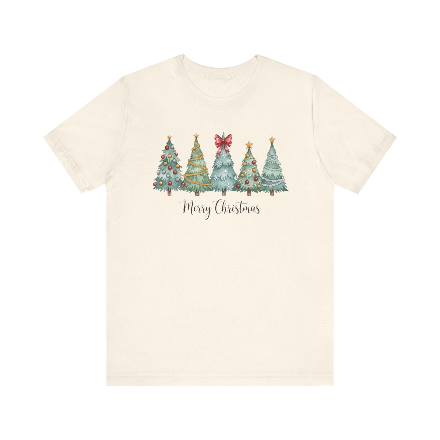 Merry Christmas Tree Graphic Tee | Holiday T-Shirt | Bella + Canvas Unisex Christmas Shirt