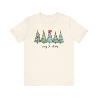Merry Christmas Tree Graphic Tee | Holiday T-Shirt | Bella + Canvas Unisex Christmas Shirt