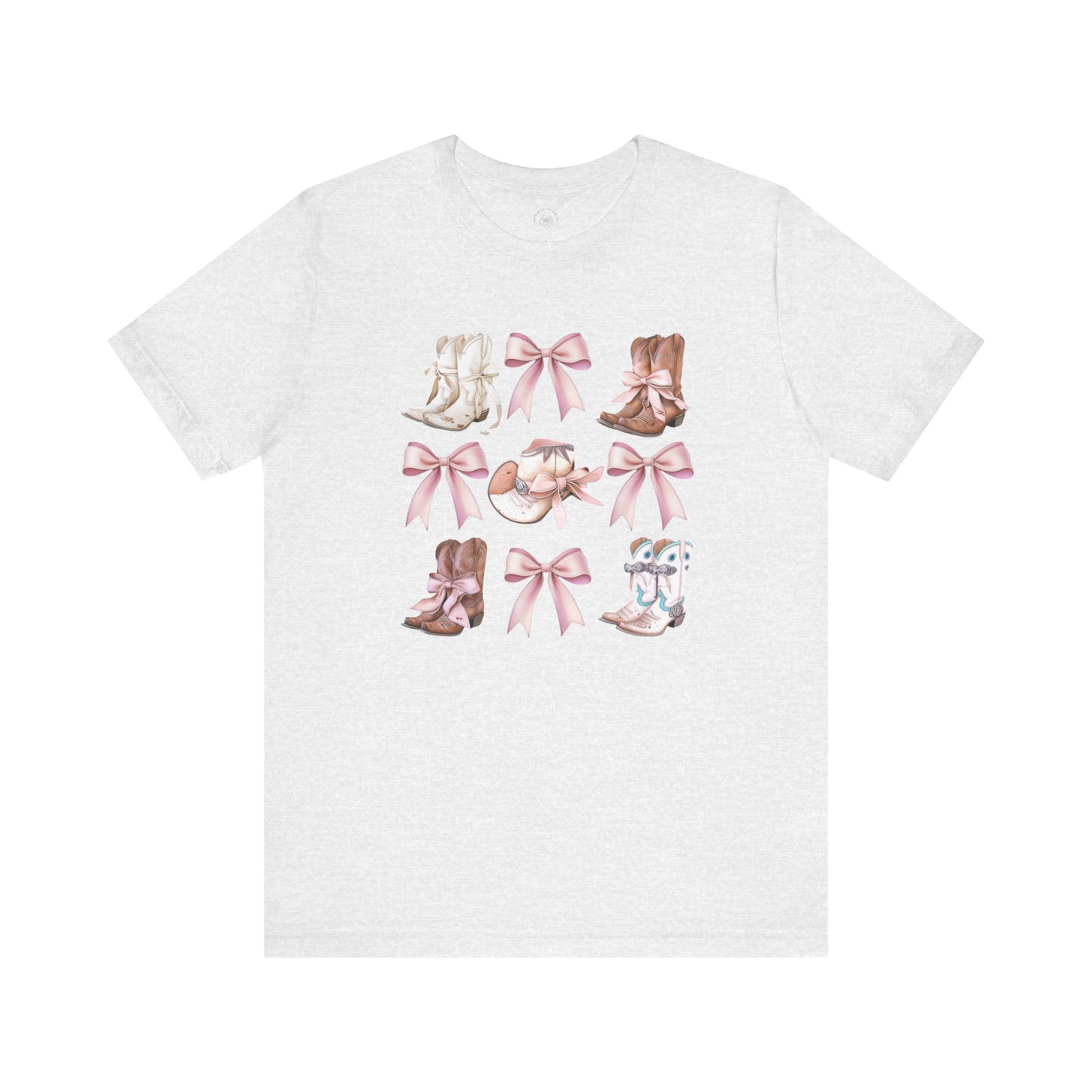 Cowgirl Boots and Sweet Pink Bows Unisex Jersey Tee, Southern Style Shirt, Western Graphic T-Shirt, Rodeo Theme Top, Country Music Fan Gift