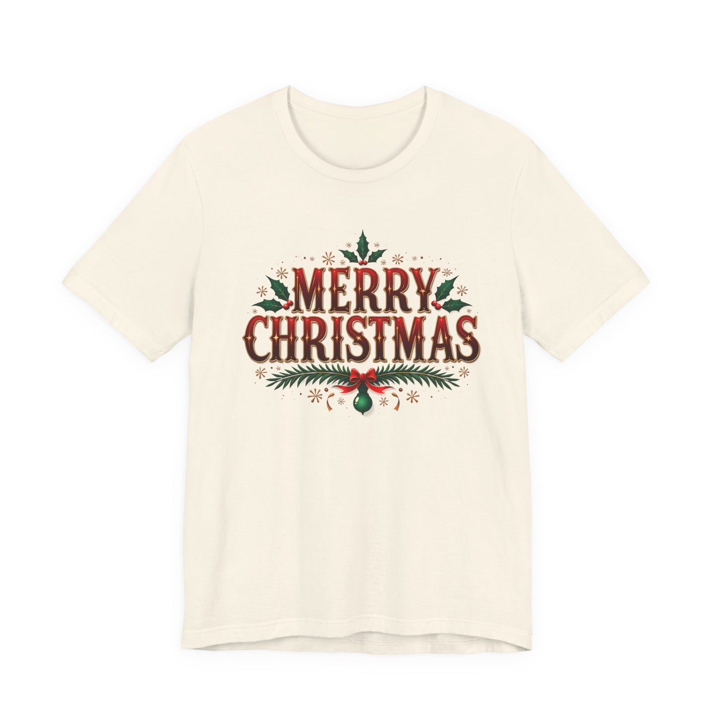 Merry Christmas Graphic Tee, Custom Holiday T Shirt, Bella and Canvas Tee