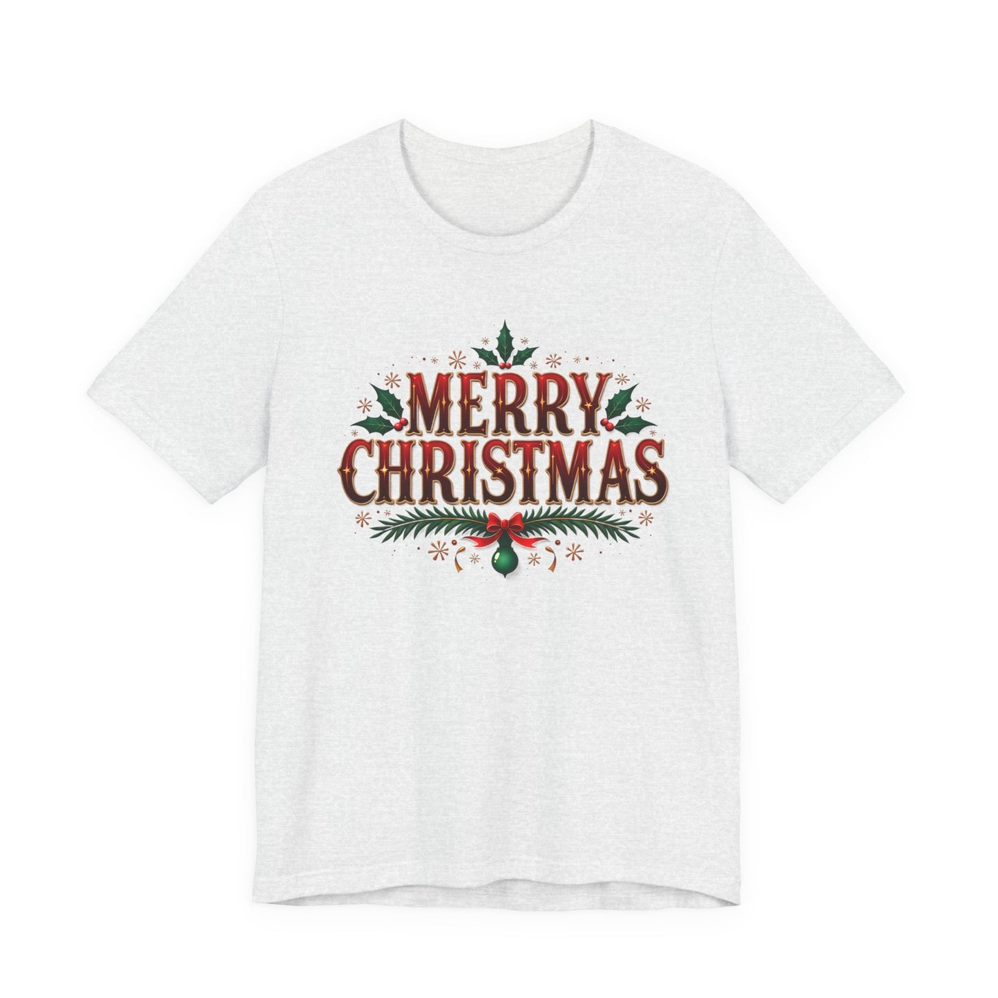 Merry Christmas Graphic Tee, Custom Holiday T Shirt, Bella and Canvas Tee