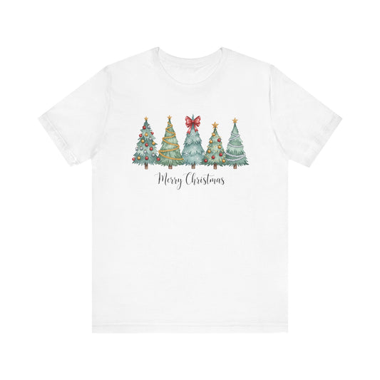 Merry Christmas Tree Graphic Tee | Holiday T-Shirt | Bella + Canvas Unisex Christmas Shirt