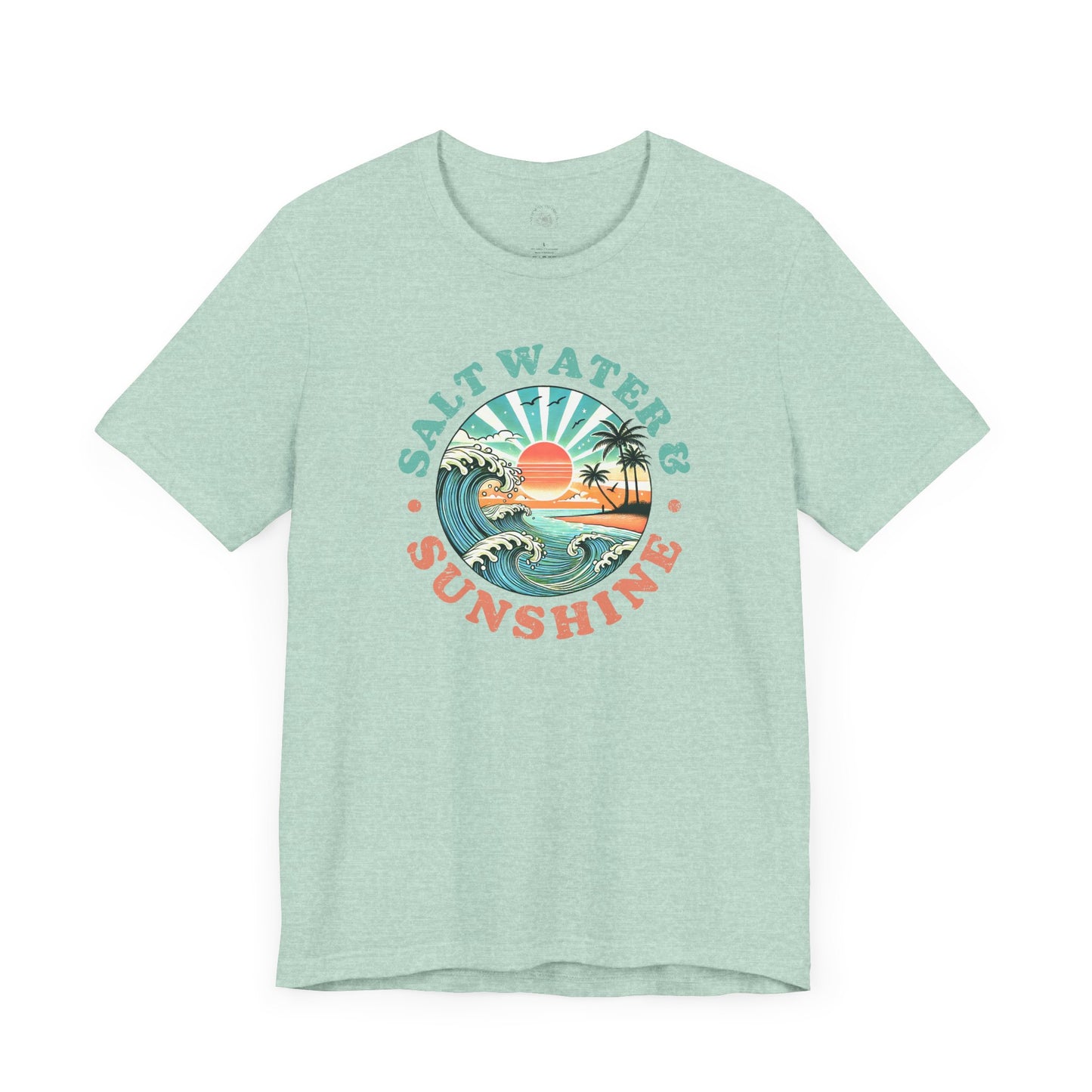 Salt Water & Sunshine Beach Vibes T-Shirt, Summer Apparel, Vacation Shirt, Gift for Ocean Lovers, Jersey Short Sleeve Tee