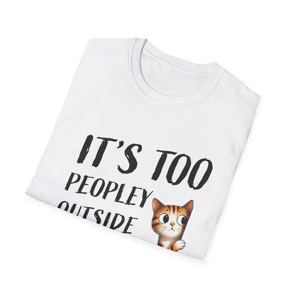 Anti-Social Cat Lover Graphic Tee  Introvert Humor Pet Shirt  Unisex Cat Peek Design Too Peopley Outside Funny Cat T-Shirt