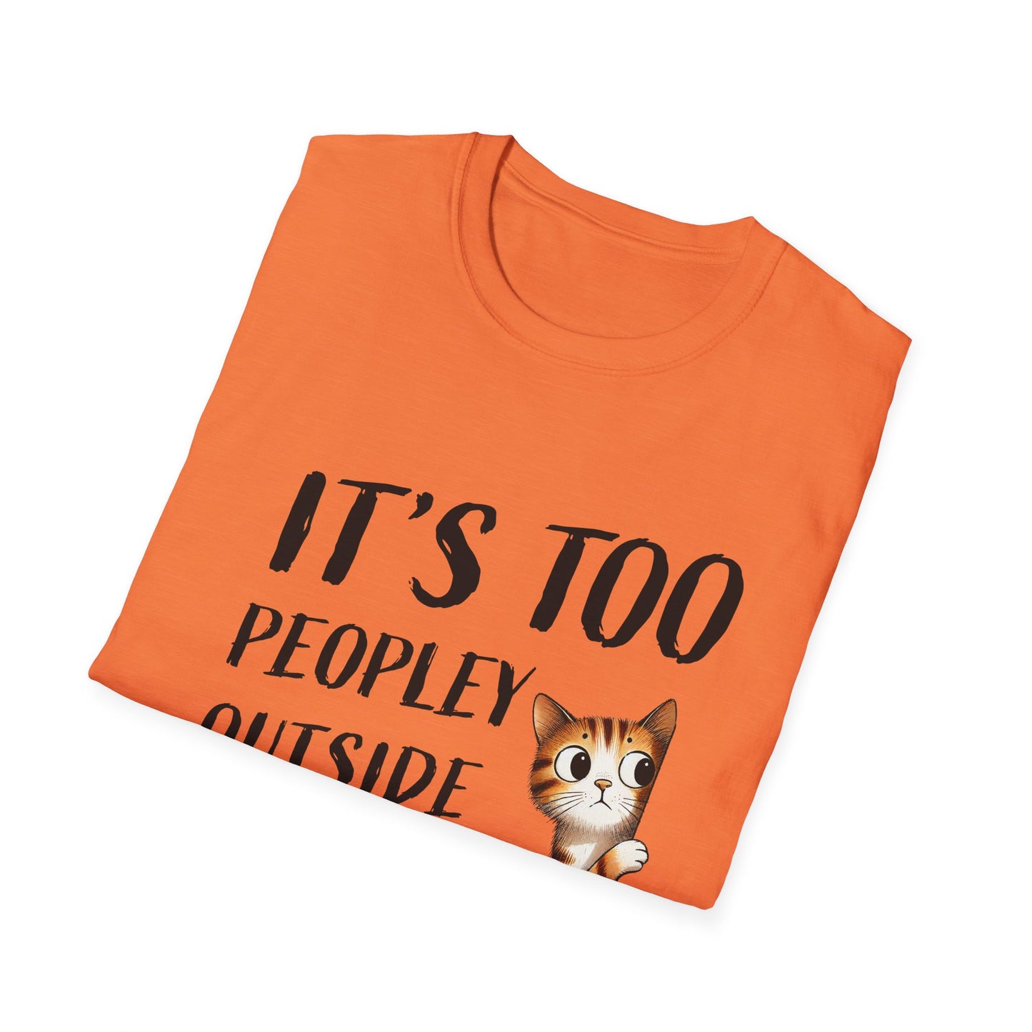 Anti-Social Cat Lover Graphic Tee  Introvert Humor Pet Shirt  Unisex Cat Peek Design Too Peopley Outside Funny Cat T-Shirt